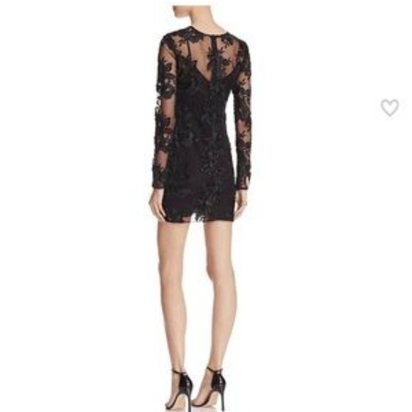 Reformation style black lace long sleeve mini dress - new - size small - Picture 3 of 5